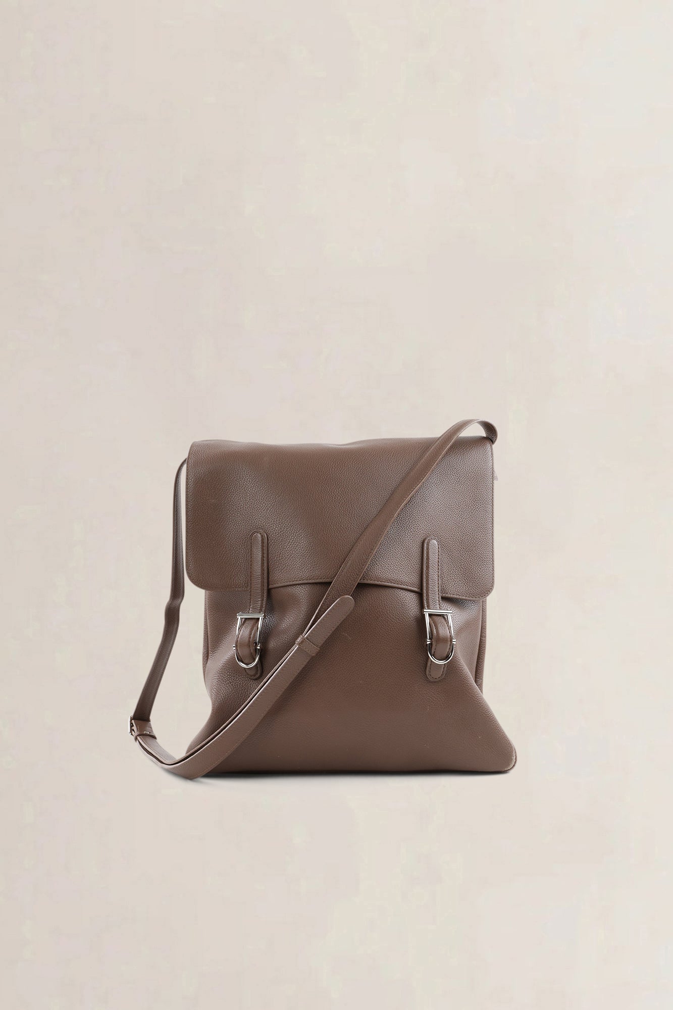 Delvaux Taupe Leather Kot Kot Crossbody Bag — preloved NOOS Ghent