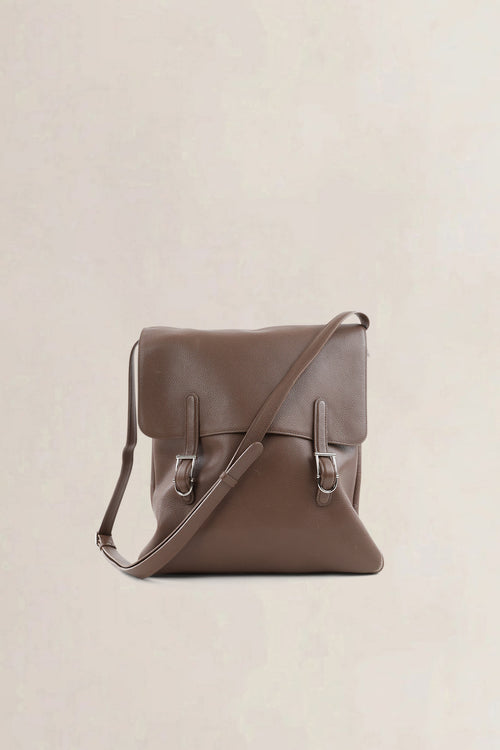 Delvaux Taupe Leather Kot Kot Crossbody Bag