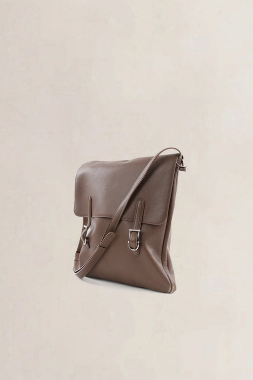 Delvaux Taupe Leather Kot Kot Crossbody Bag
