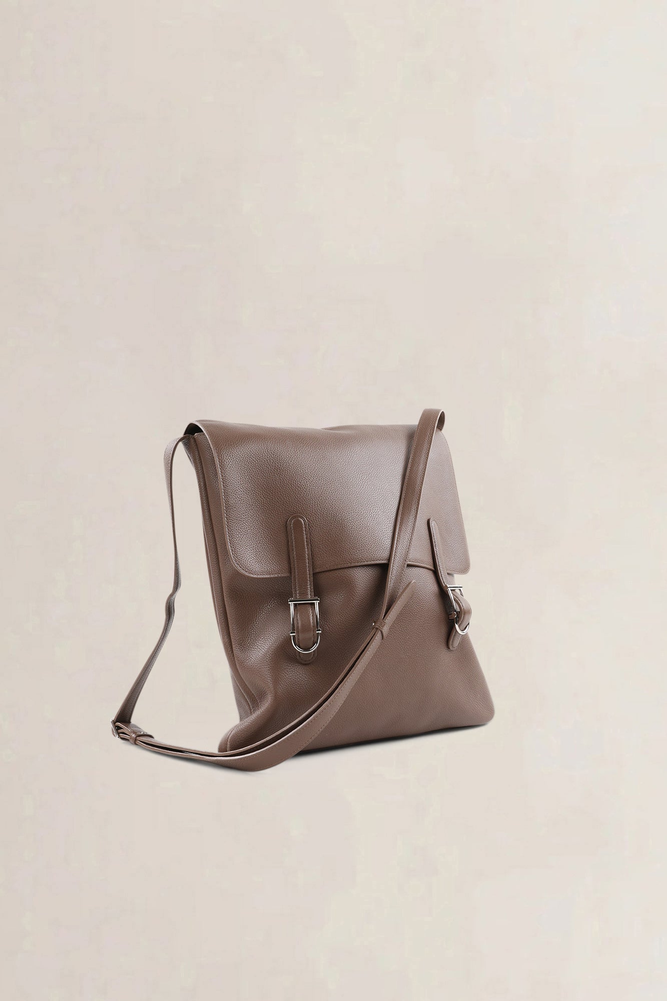 Delvaux Taupe Leather Kot Kot Crossbody Bag