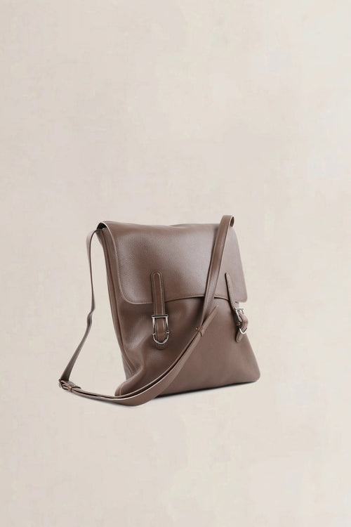Delvaux Taupe Leather Kot Kot Crossbody Bag