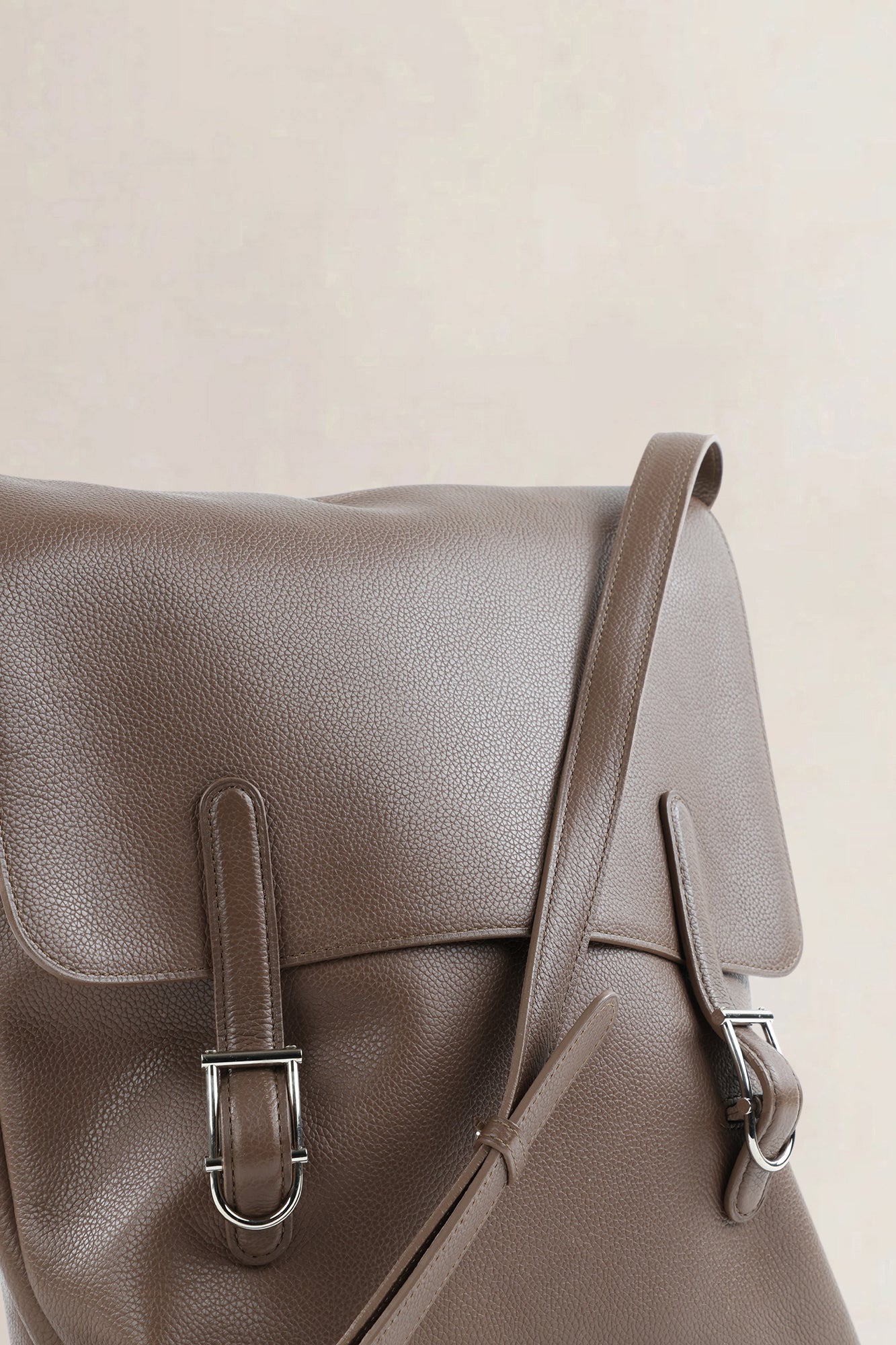 Delvaux Taupe Leather Kot Kot Crossbody Bag — preloved NOOS Ghent