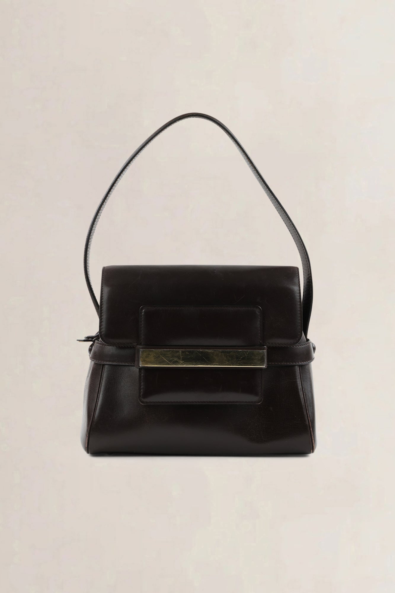 Delvaux Vintage Brown Box Calf Top Handle — vintage