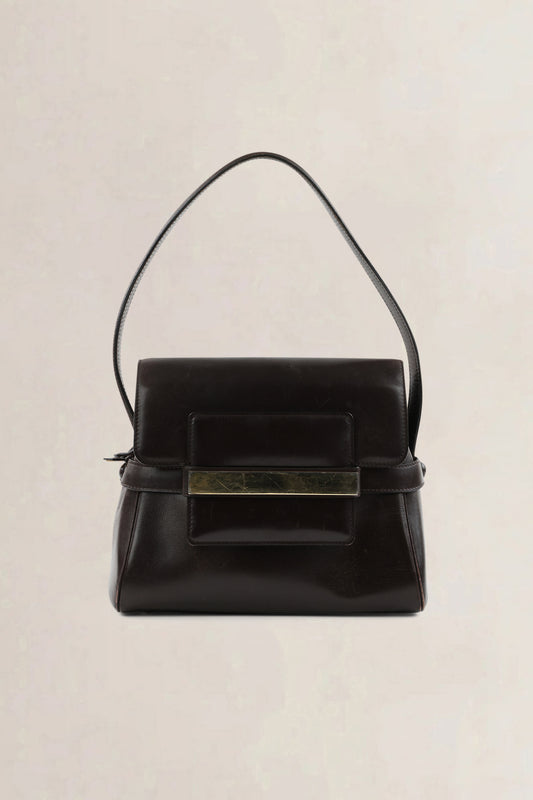 Delvaux Vintage Brown Box Calf Top Handle — vintage