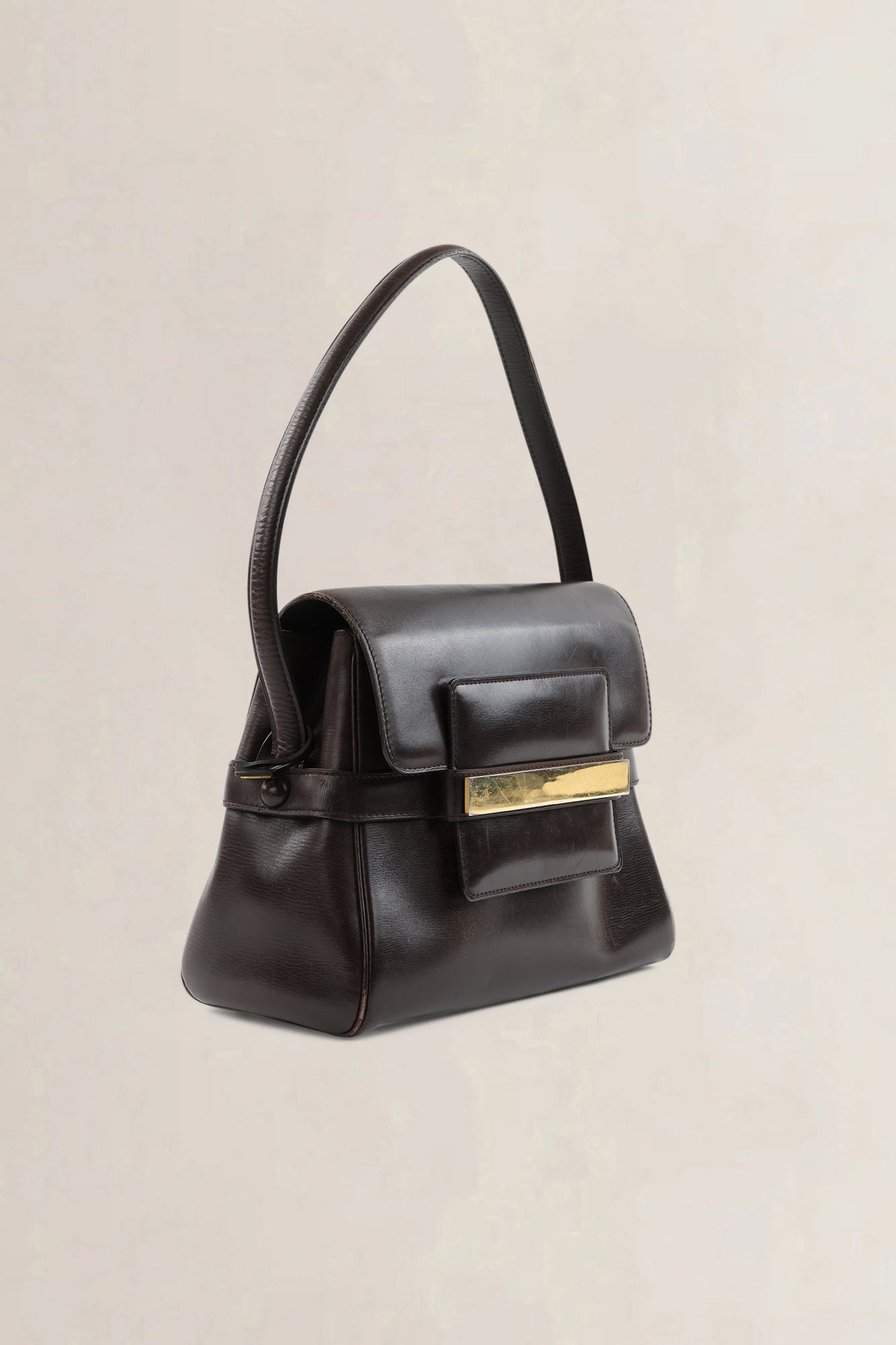 Delvaux Vintage Brown Box Calf Top Handle — vintage
