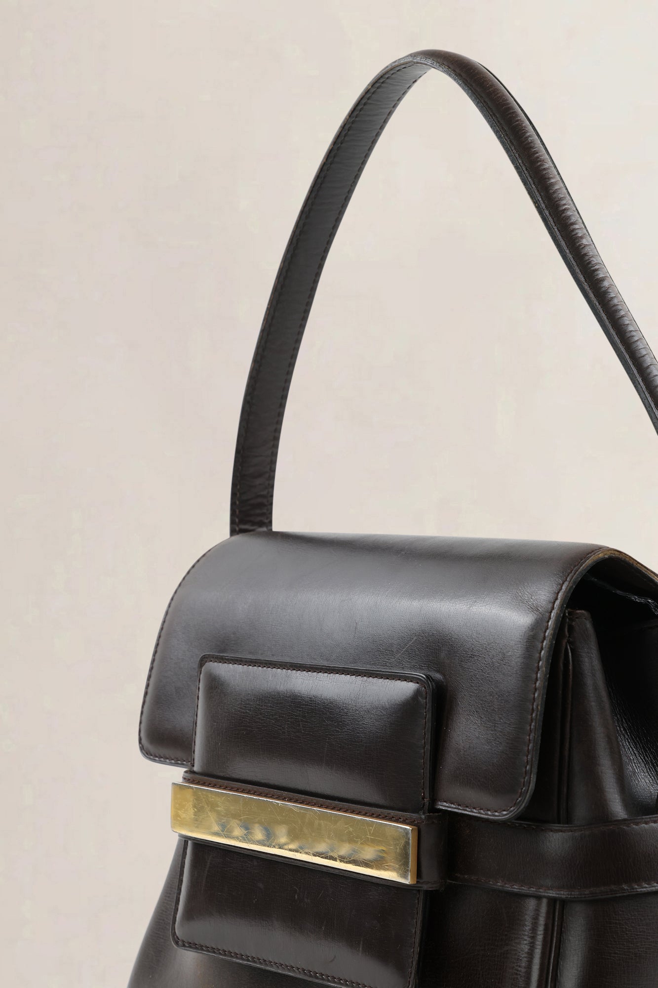 Delvaux Vintage Brown Box Calf Top Handle — vintage