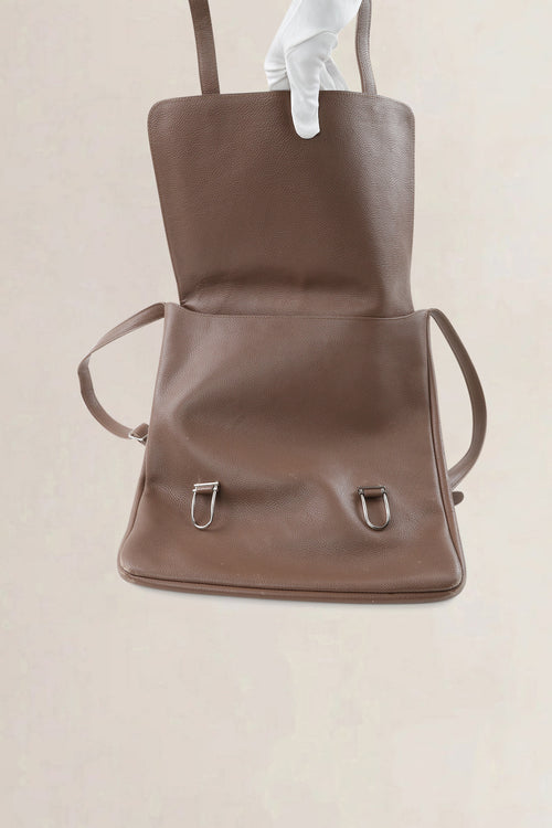 Delvaux Taupe Leather Kot Kot Crossbody Bag