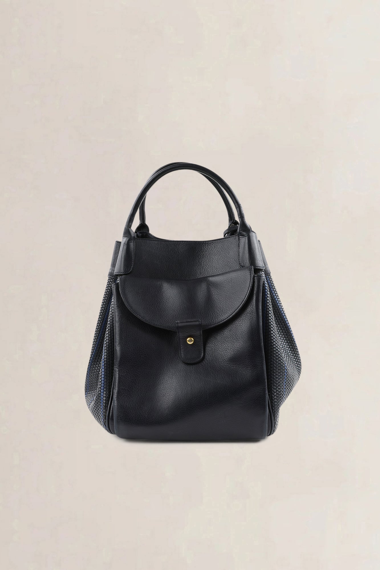 Delvaux Black/Blue Toile De Cuir Belon — vintage
