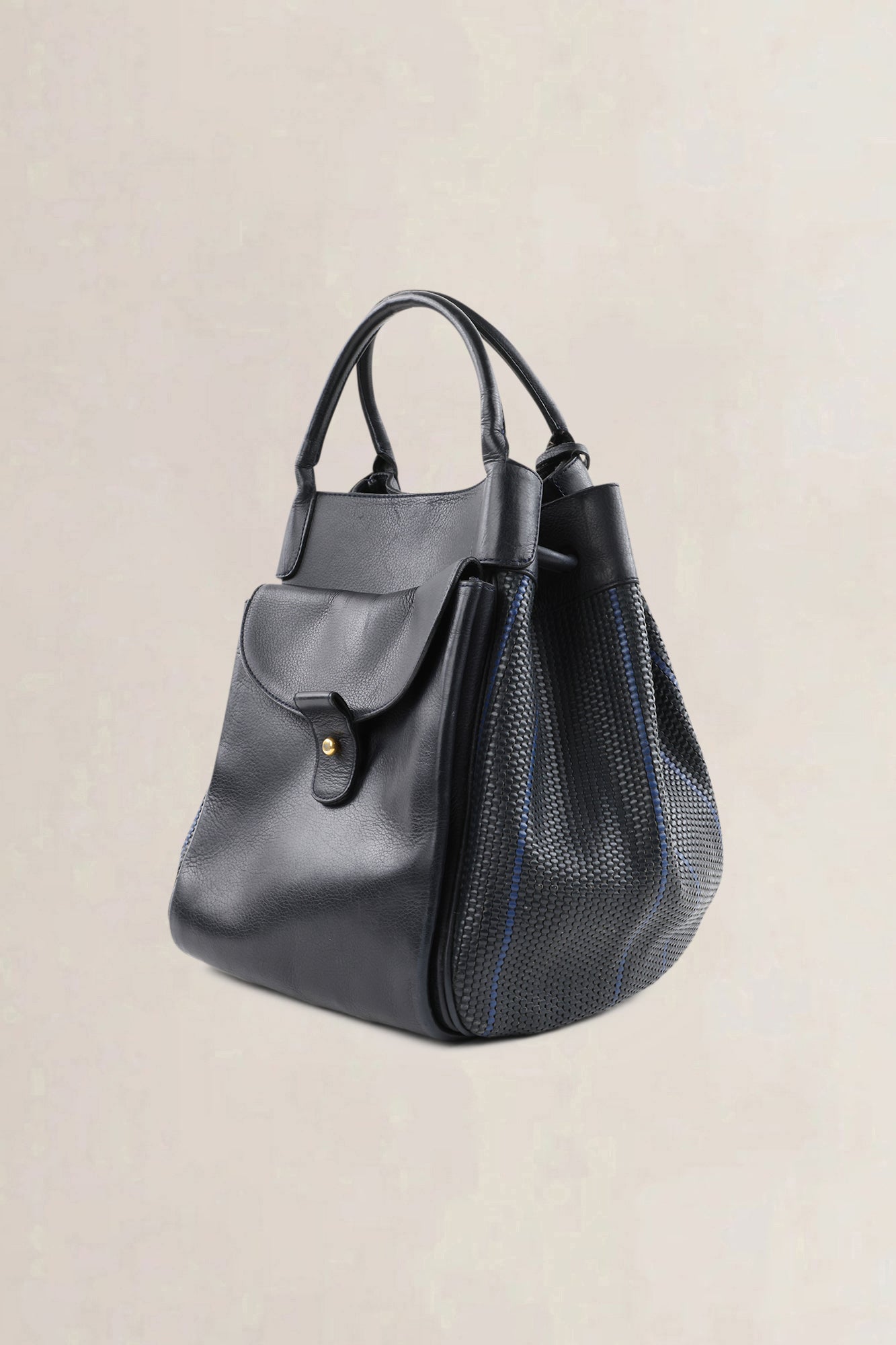 Delvaux Black/Blue Toile De Cuir Belon — vintage