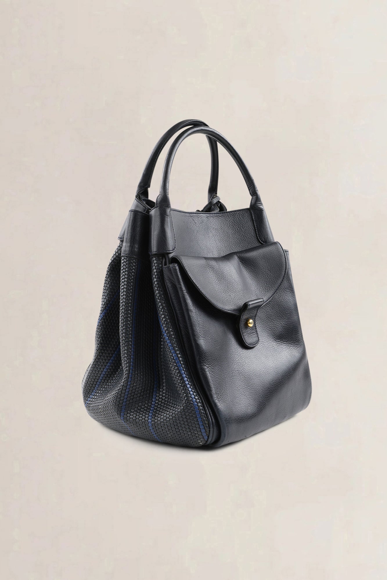 Delvaux Black/Blue Toile De Cuir Belon — vintage