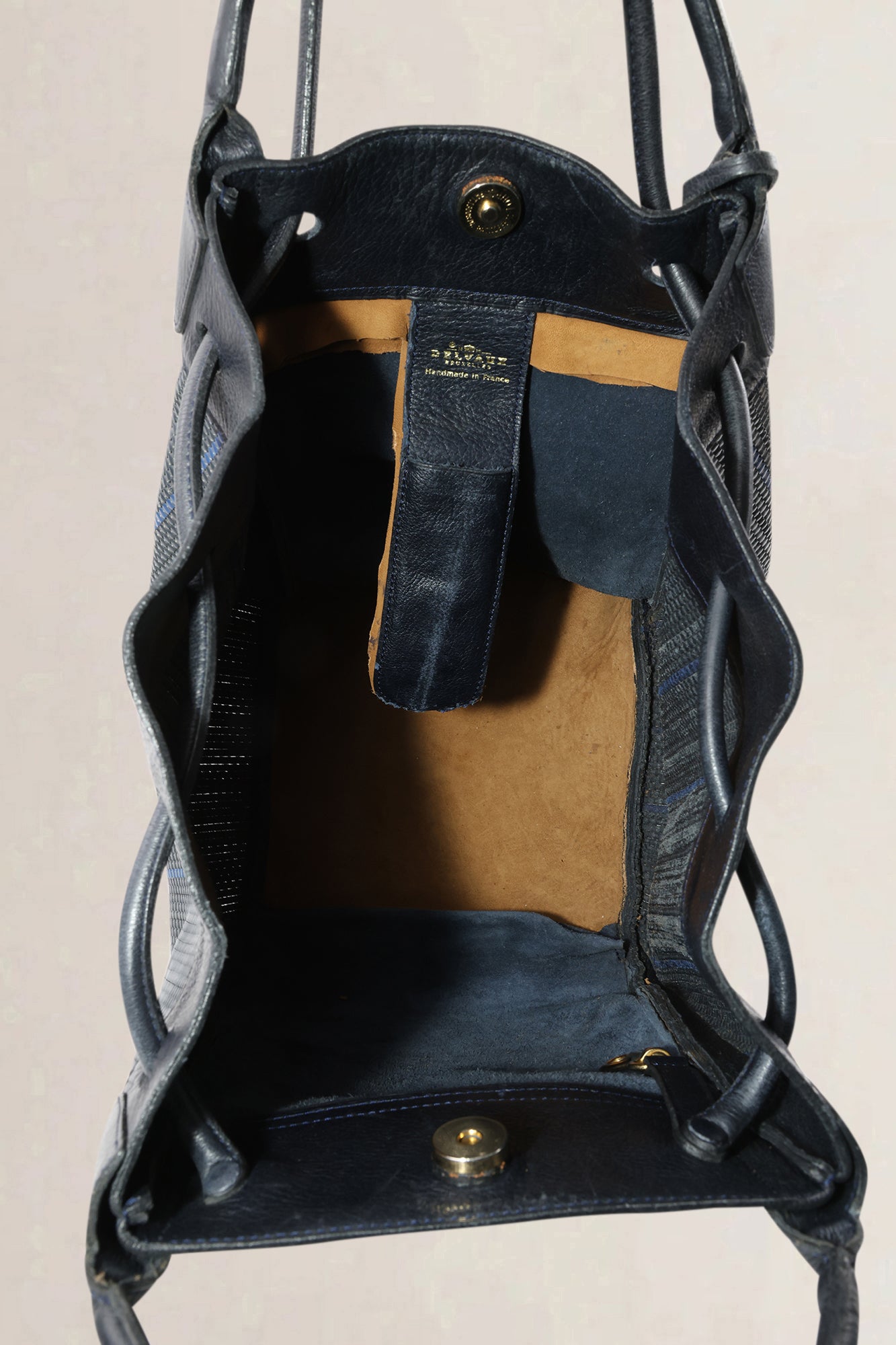 Delvaux Black/Blue Toile De Cuir Belon Shoulder Bag