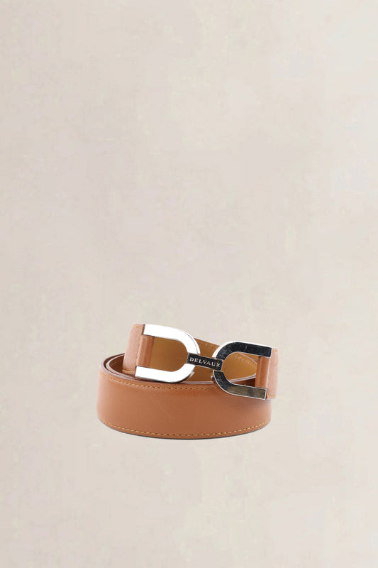 Delvaux Double D belt brown — preloved