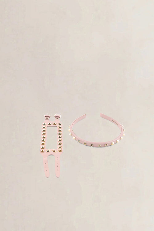 Valentino Garavani Rockstud Leather Set: Headband & Wide Wrap Bracelet