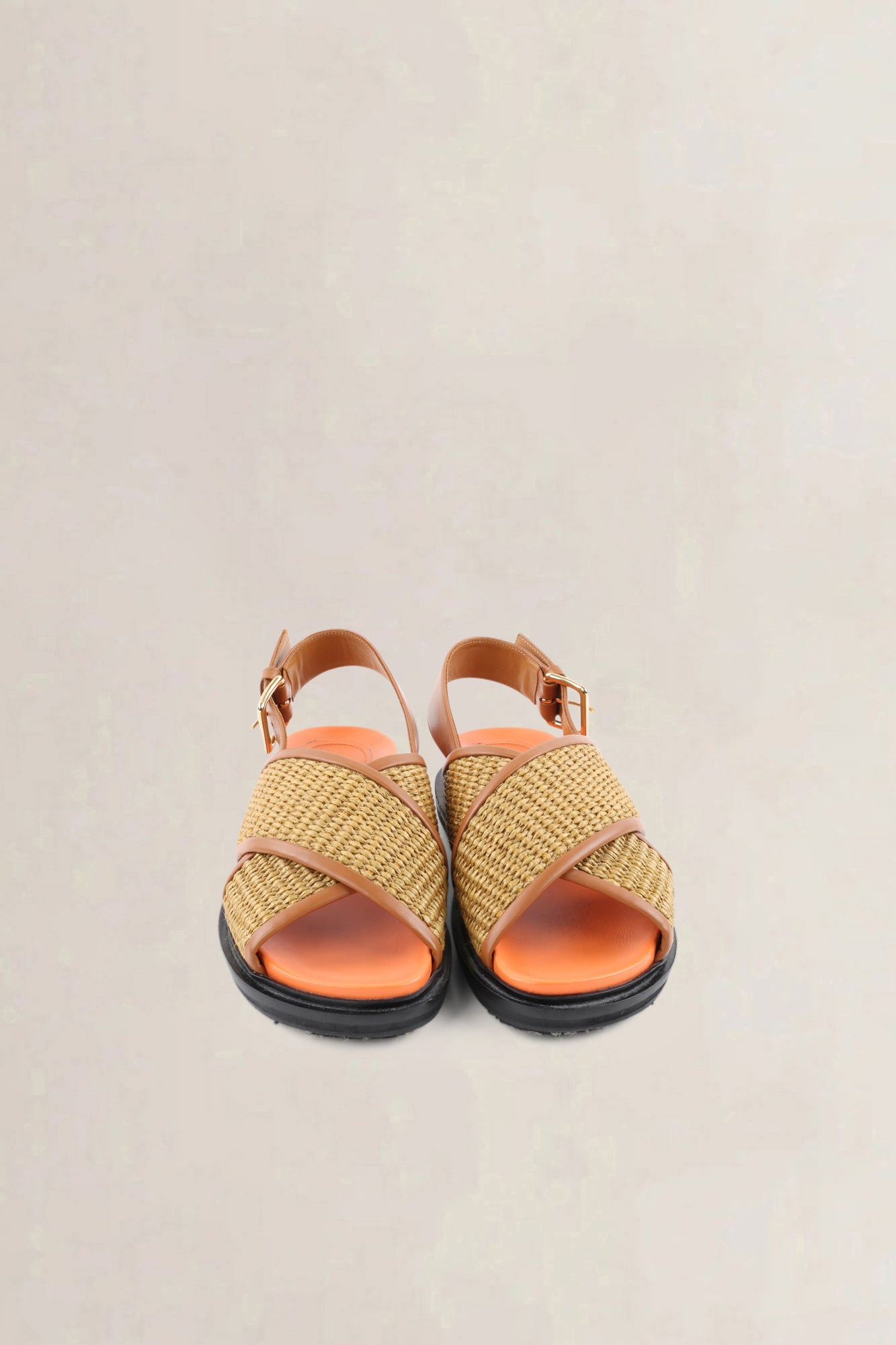 Marni Fussbett sandals brown raffia — preloved