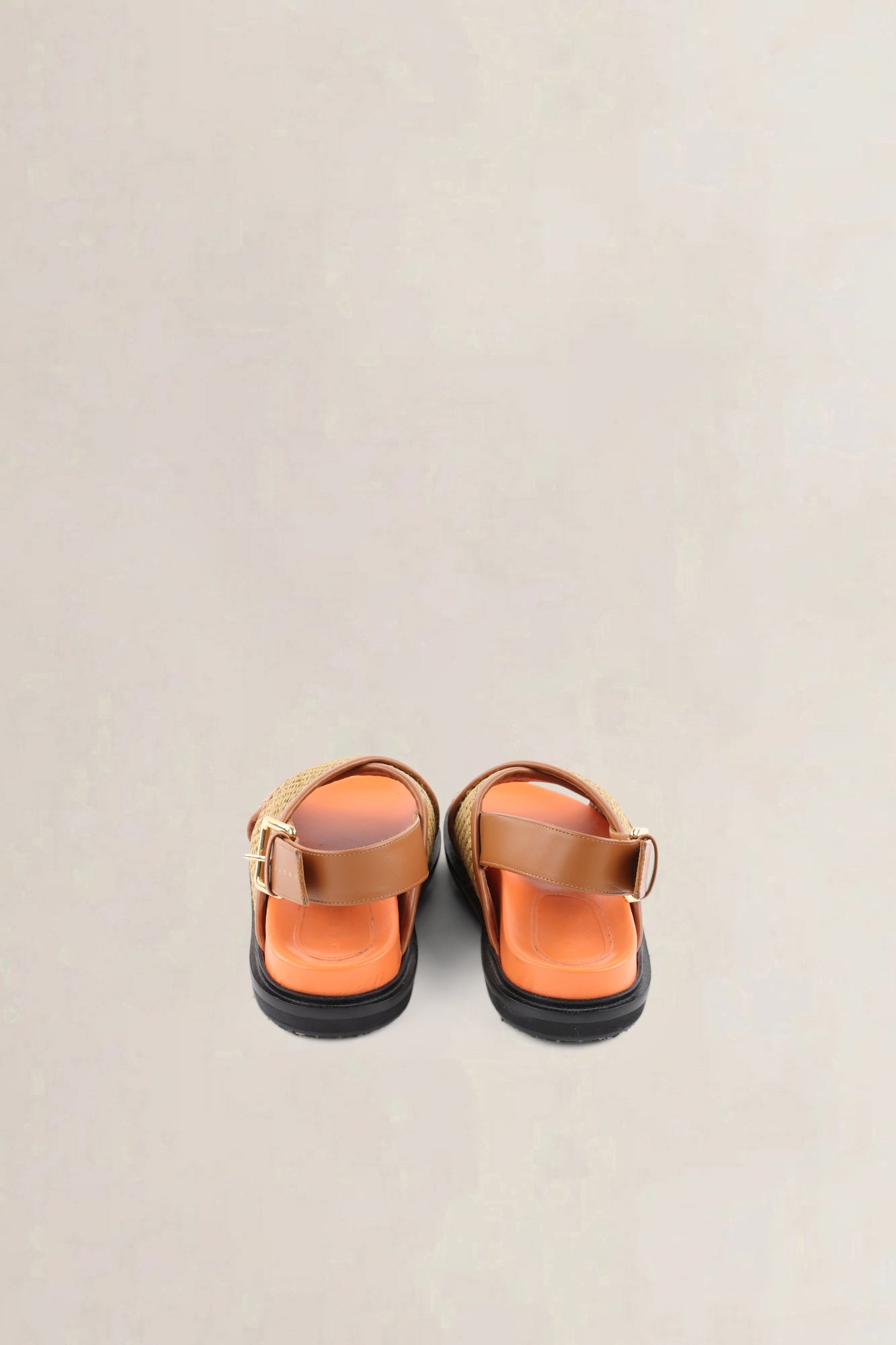 Marni Brown Raffia/Leather Fussbett Sandals