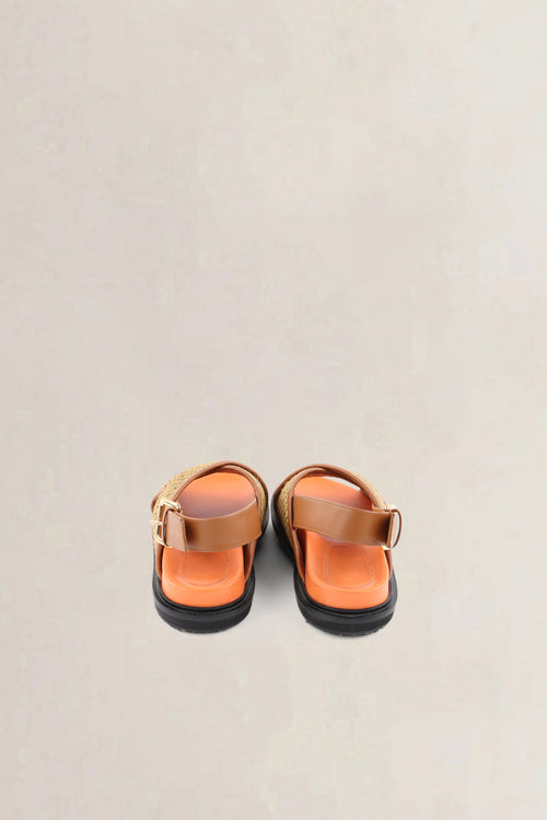 Marni Brown Raffia/Leather Fussbett Sandals