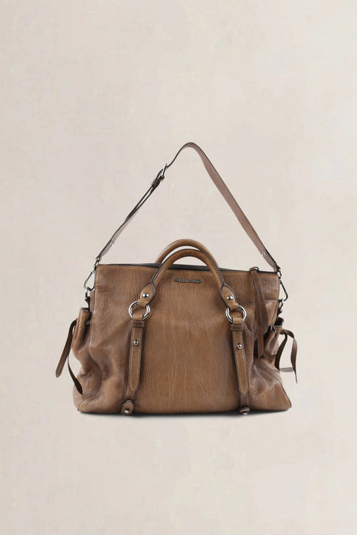 Miu Miu Brown Nappa Monk Satchel Shoulder Bag