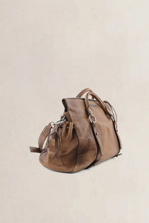 Miu Miu Brown Nappa Monk Satchel Shoulder Bag