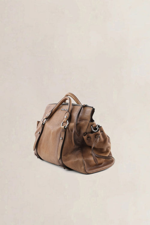 Miu Miu Brown Nappa Monk Satchel Shoulder Bag