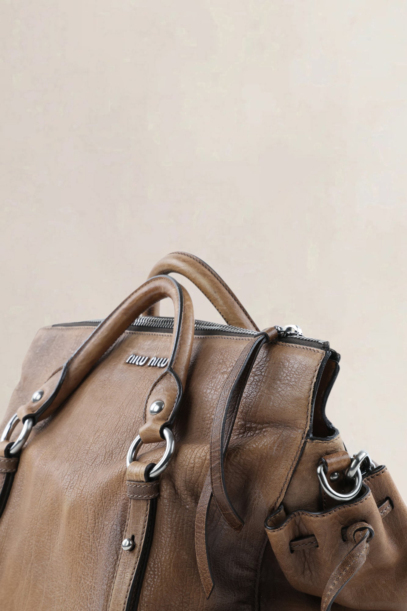 Miu Miu Monk Satchel brown nappa — preloved