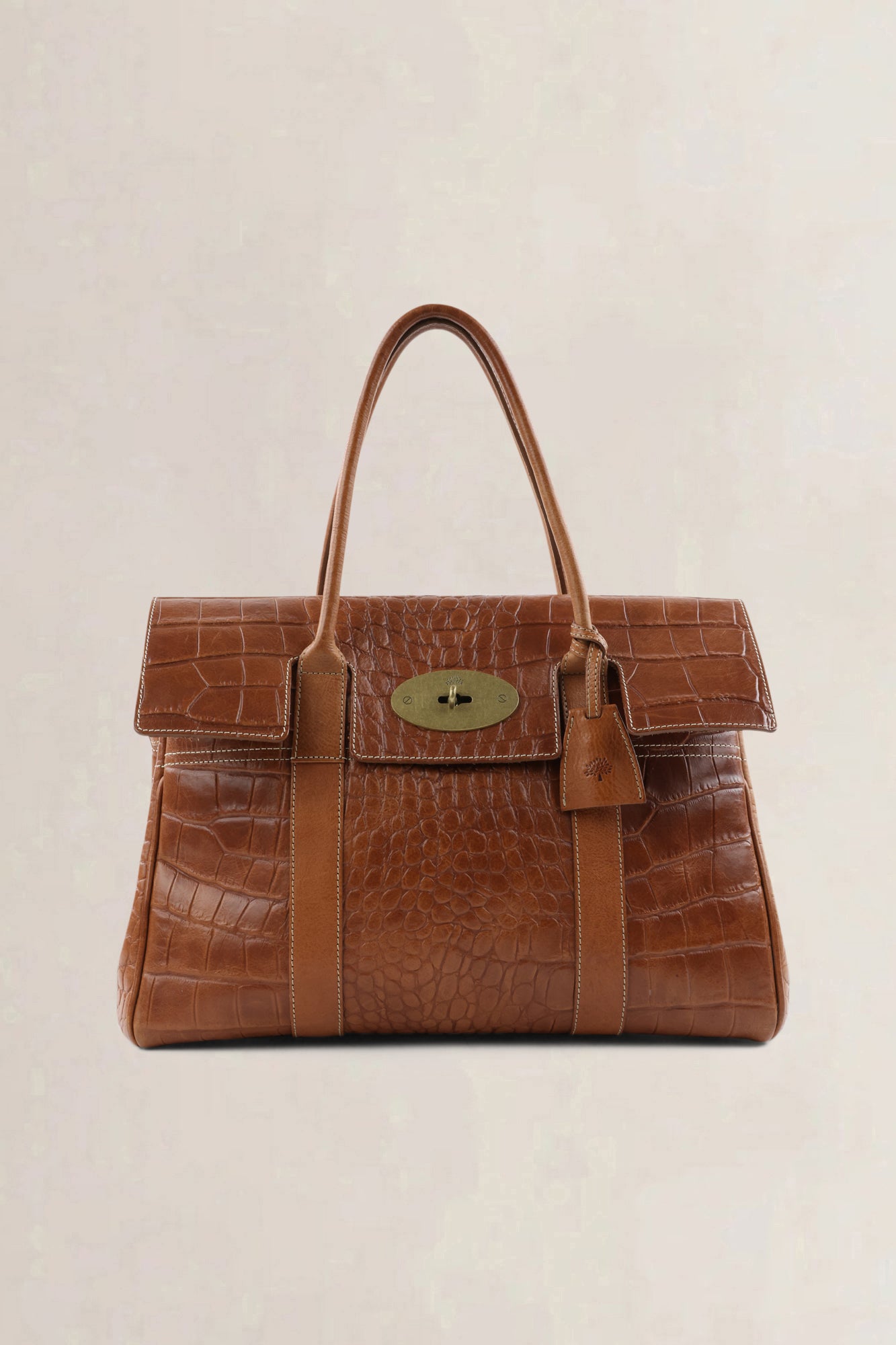 Mulberry Bayswater brown croco-embossed — preloved