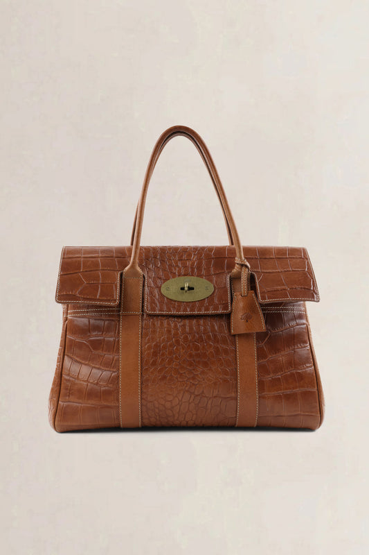 Mulberry Bayswater brown croco-embossed — preloved