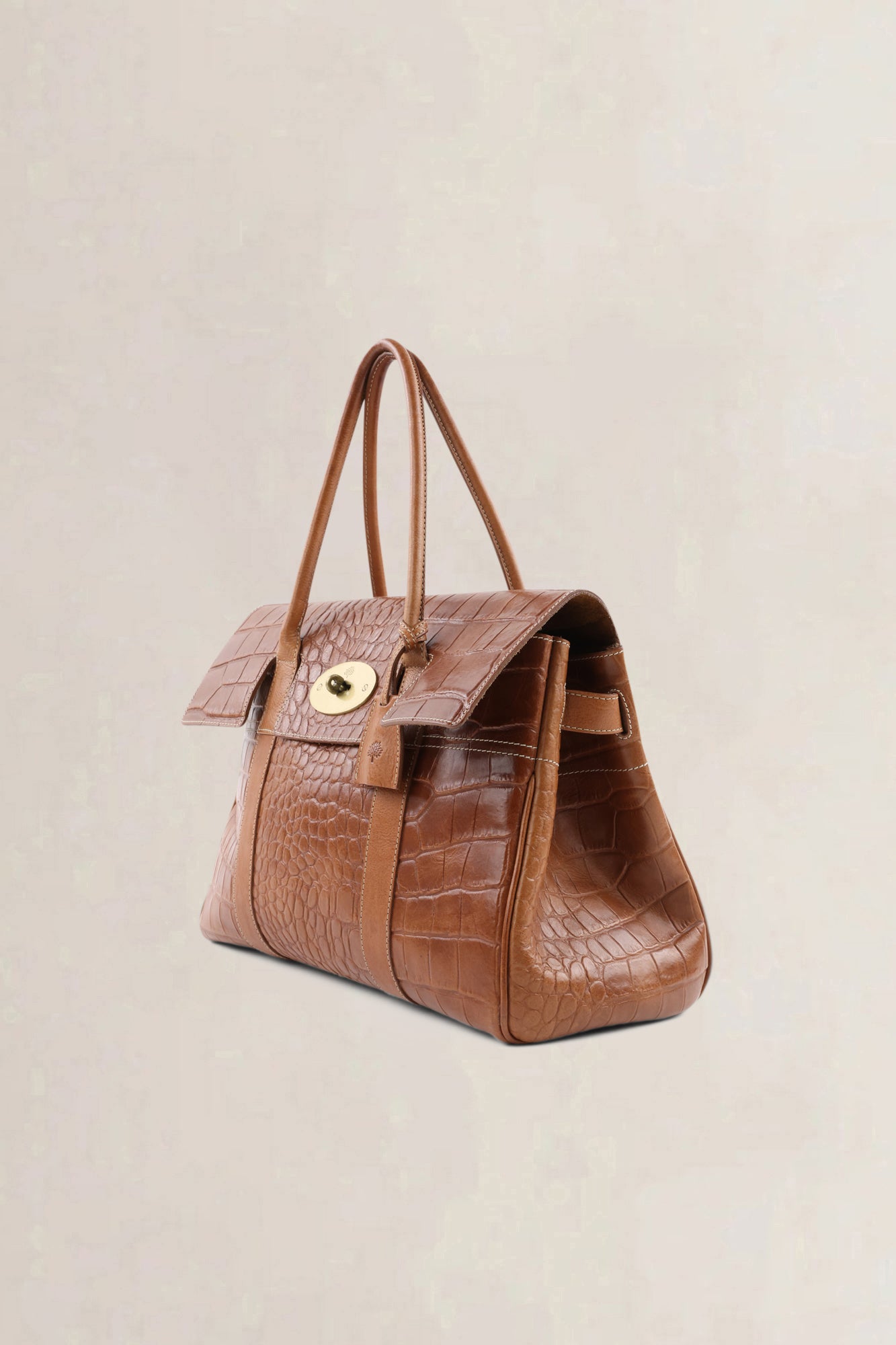 Mulberry Bayswater brown croco-embossed — preloved