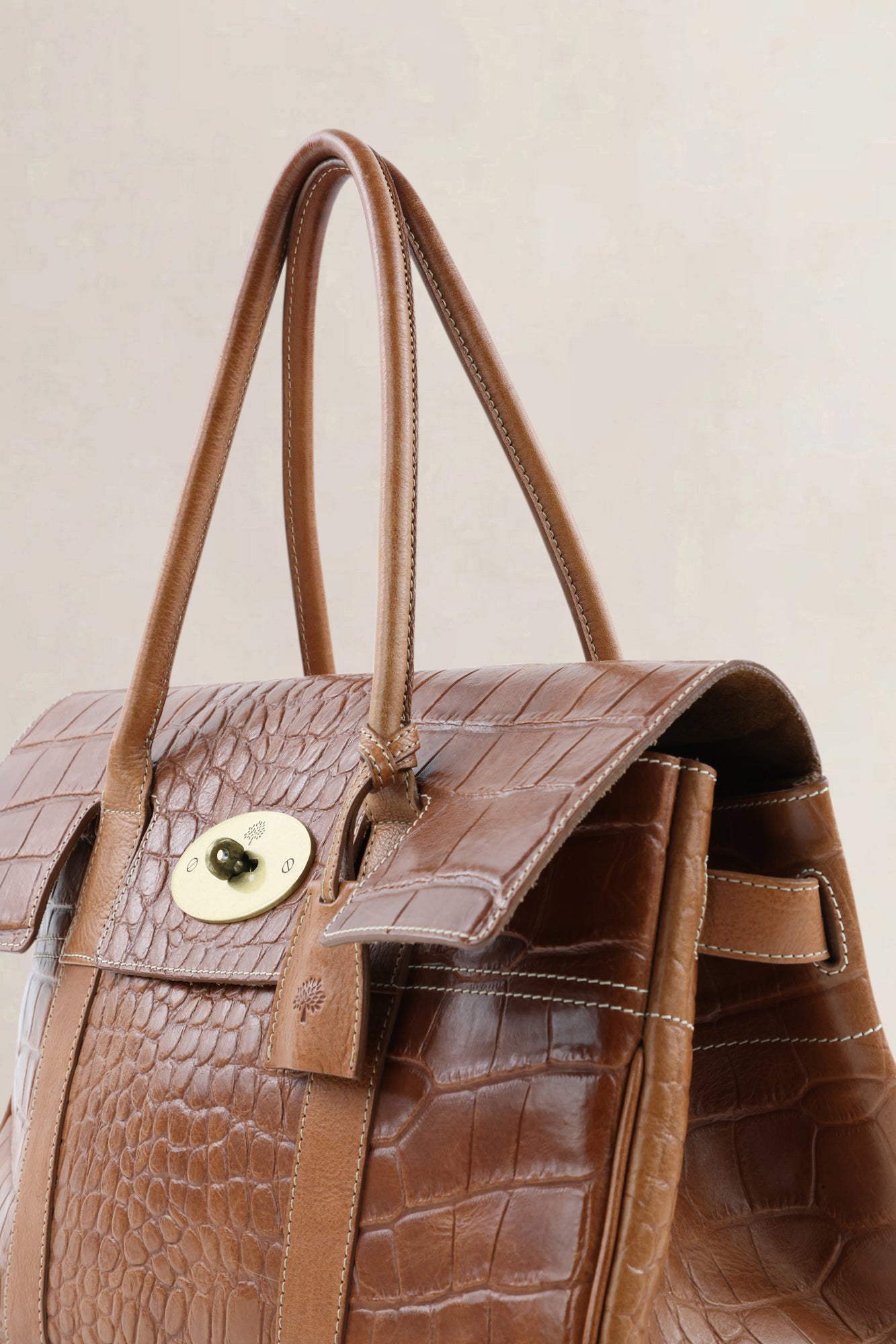Mulberry Bayswater brown croco-embossed — preloved