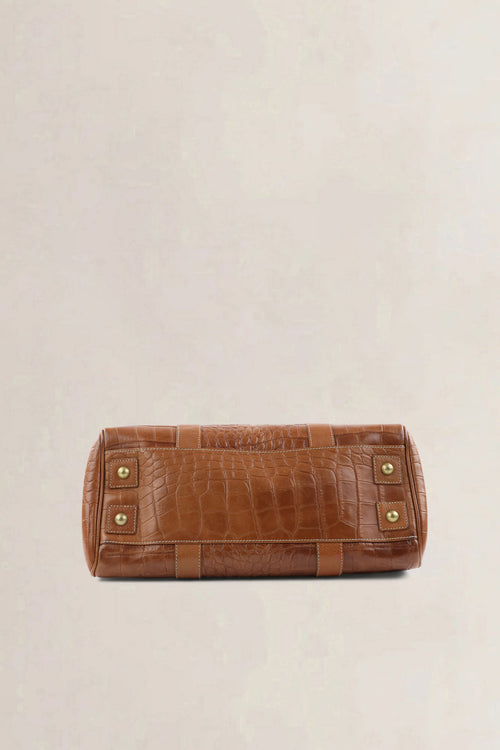 Mulberry Brown Croco Embossed Bayswater Large Model