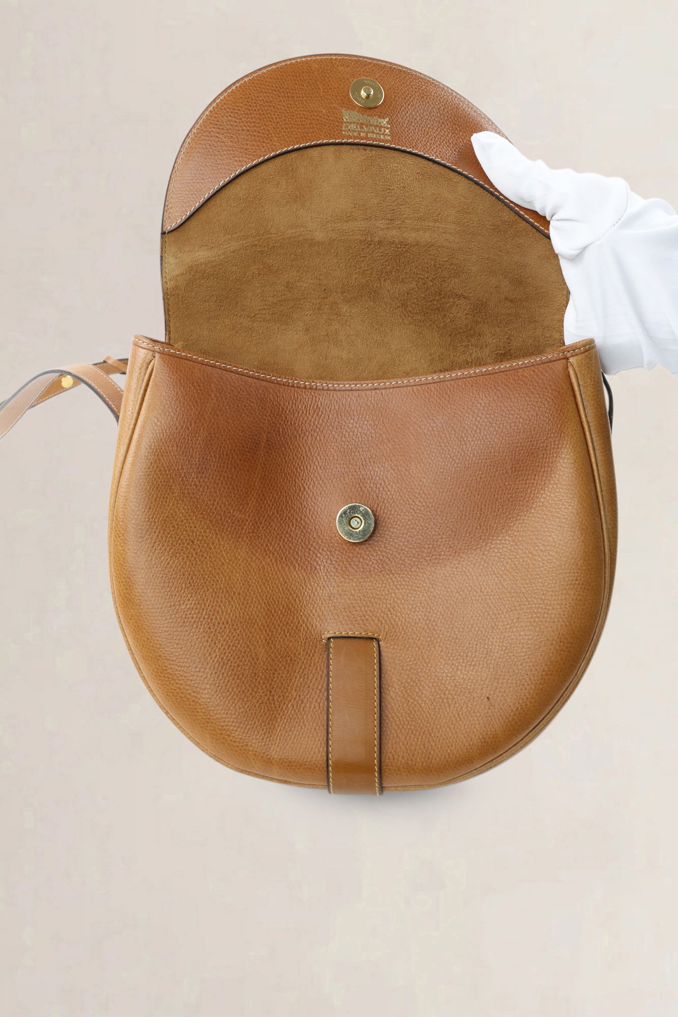 Delvaux Camel Leather Crossbody Bag