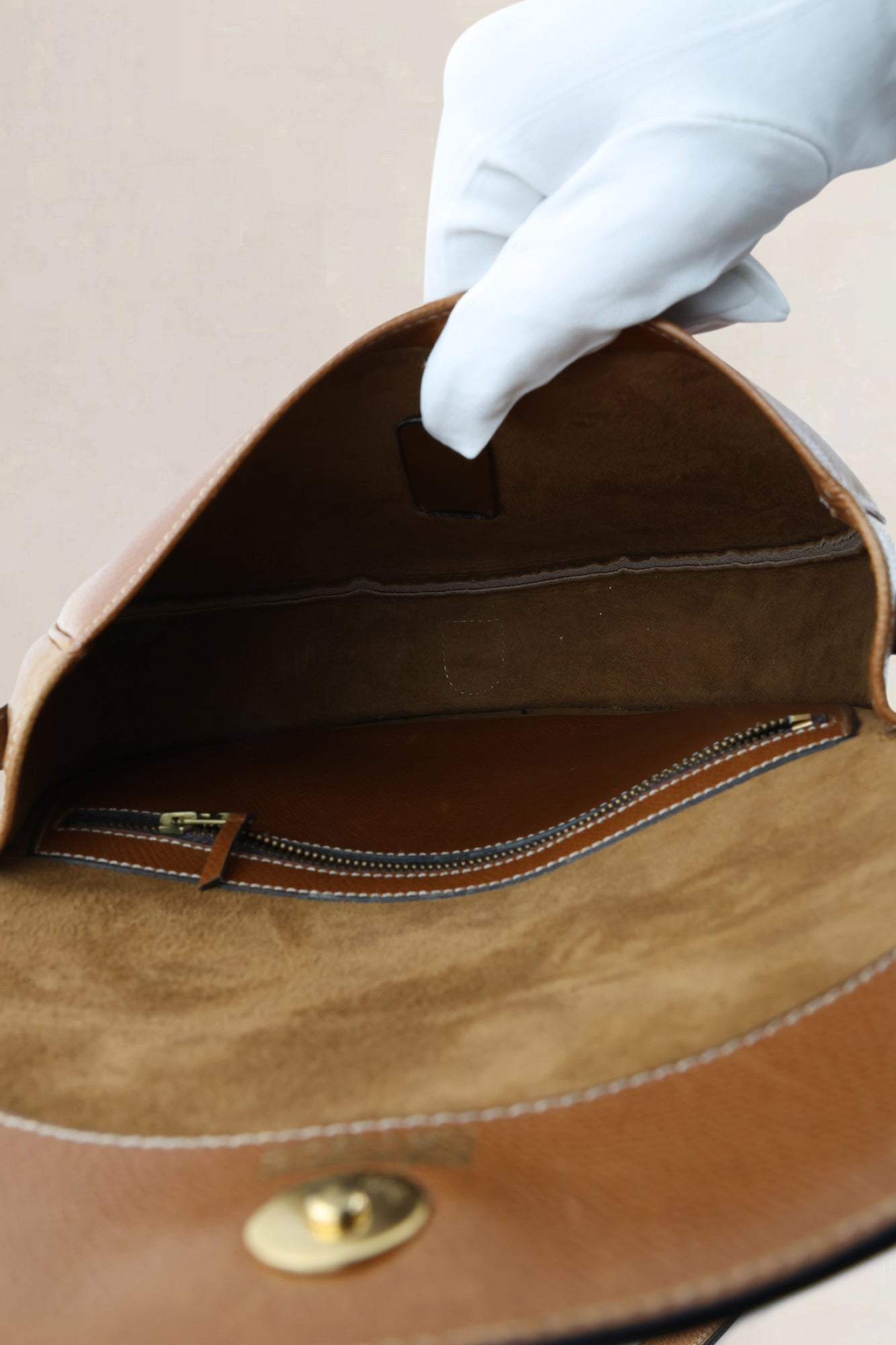 Delvaux Camel Leather Crossbody Bag