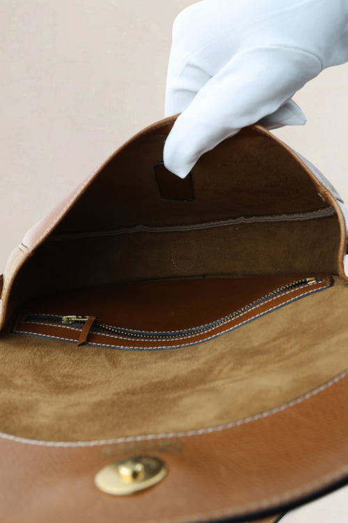 Delvaux Camel Leather Crossbody Bag