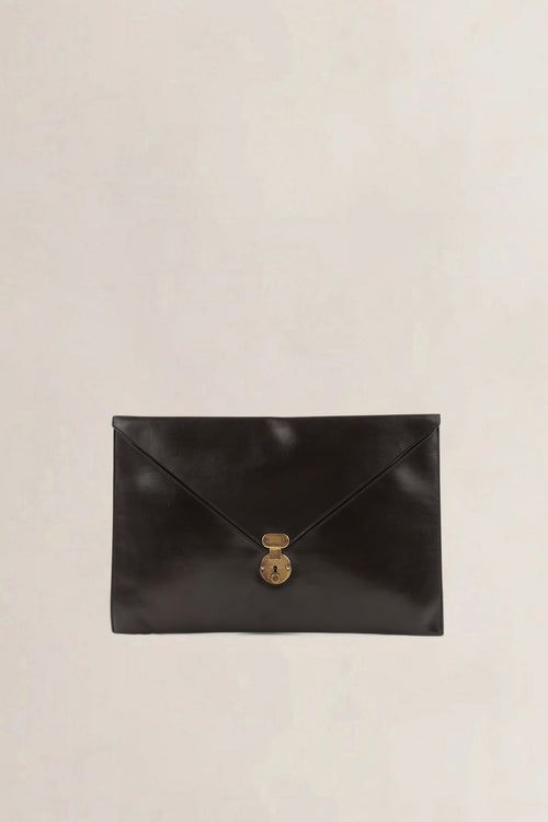 Delvaux Dark Brown Leather Vintage Envelope Pochette
