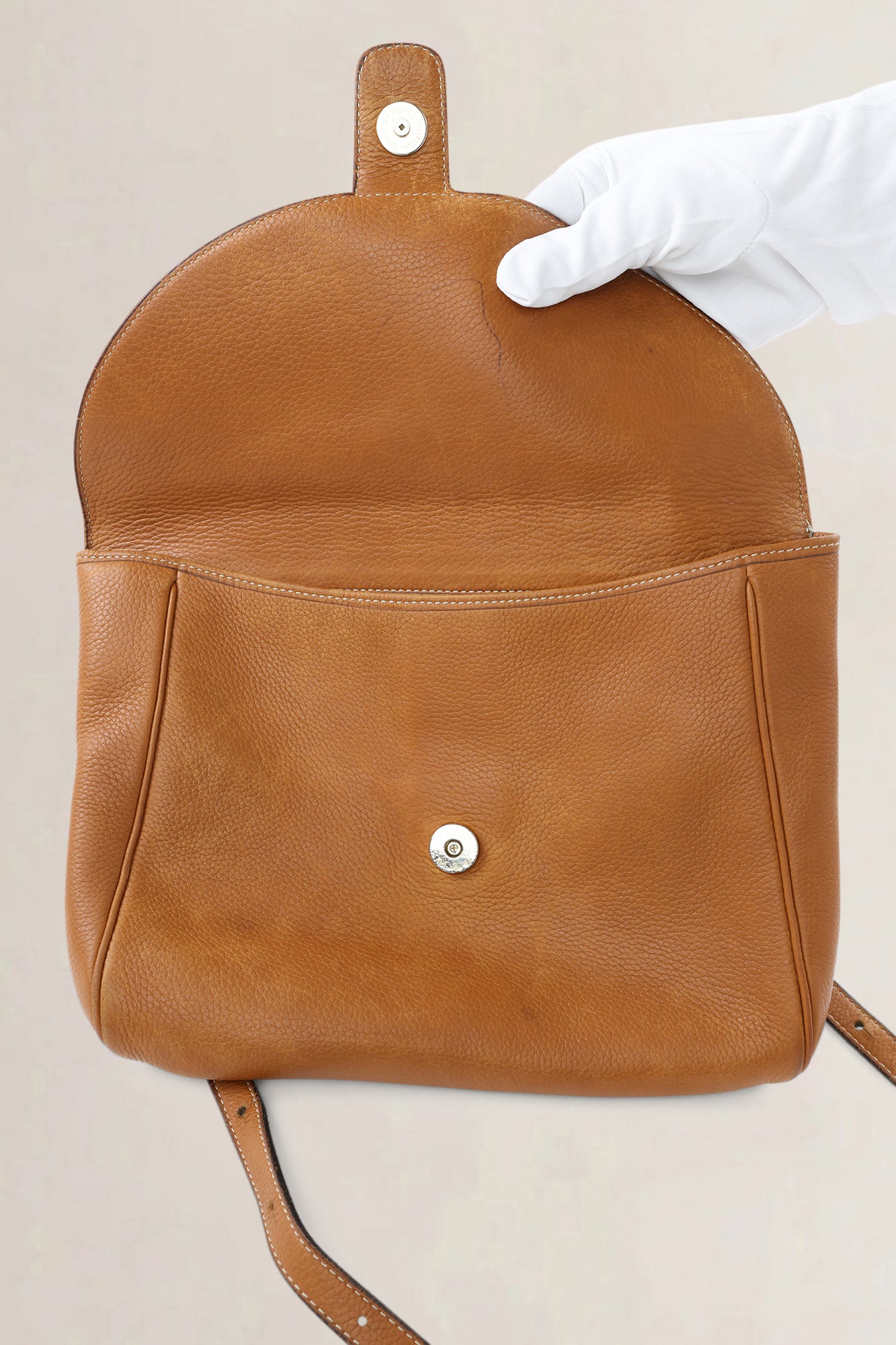 Delvaux Camel Leather Crossbody Bag