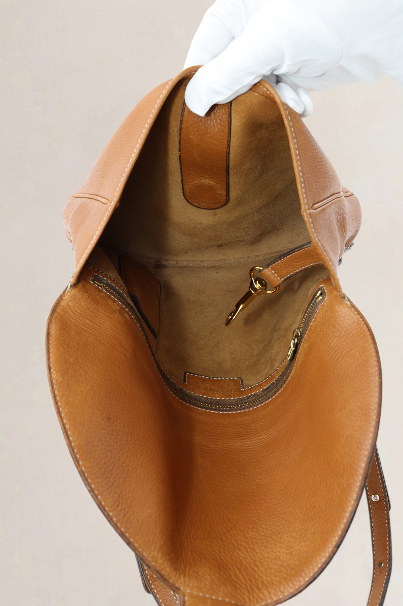 Delvaux Camel Leather Crossbody Bag