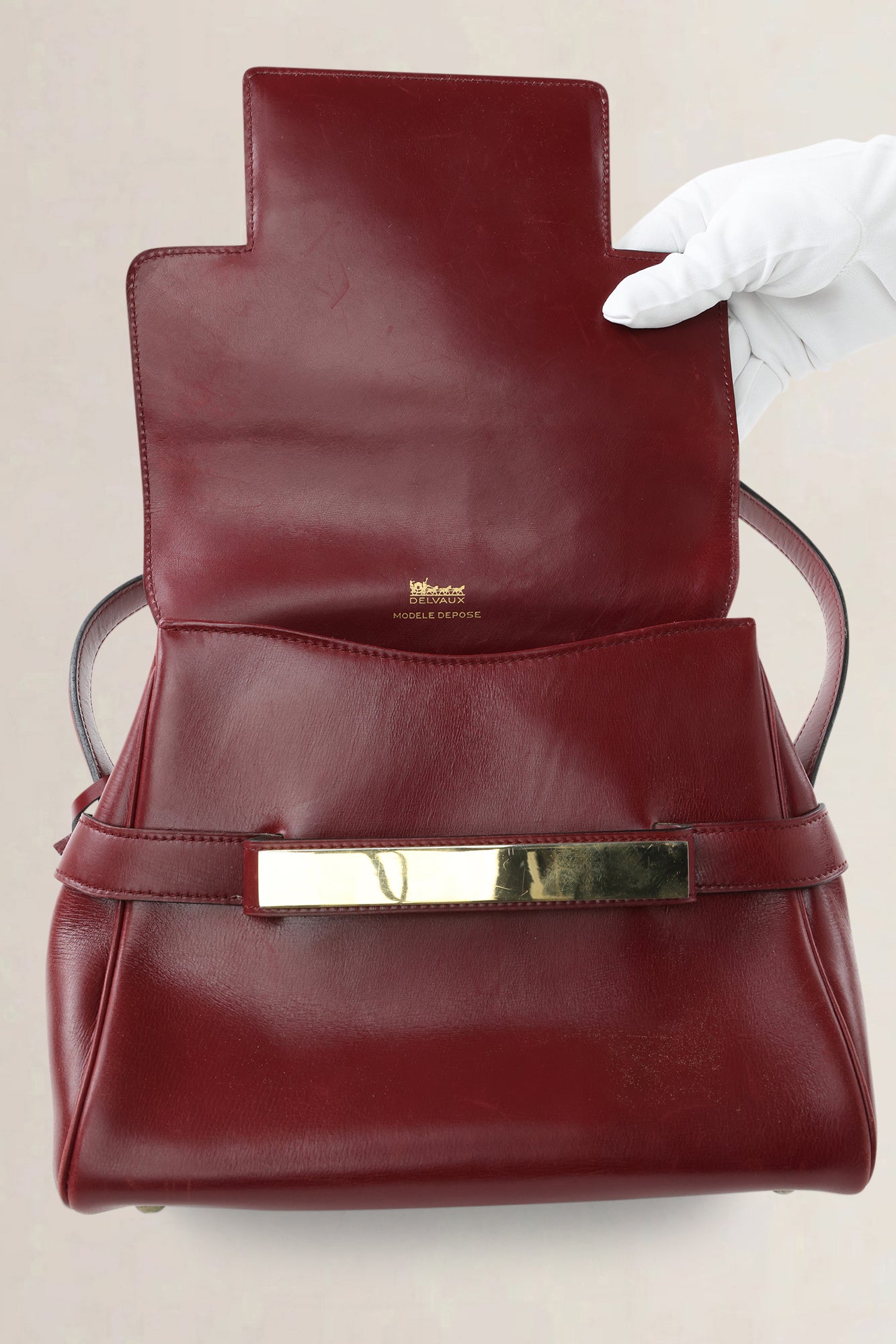Delvaux Burgundy Vintage Top Handle Bag