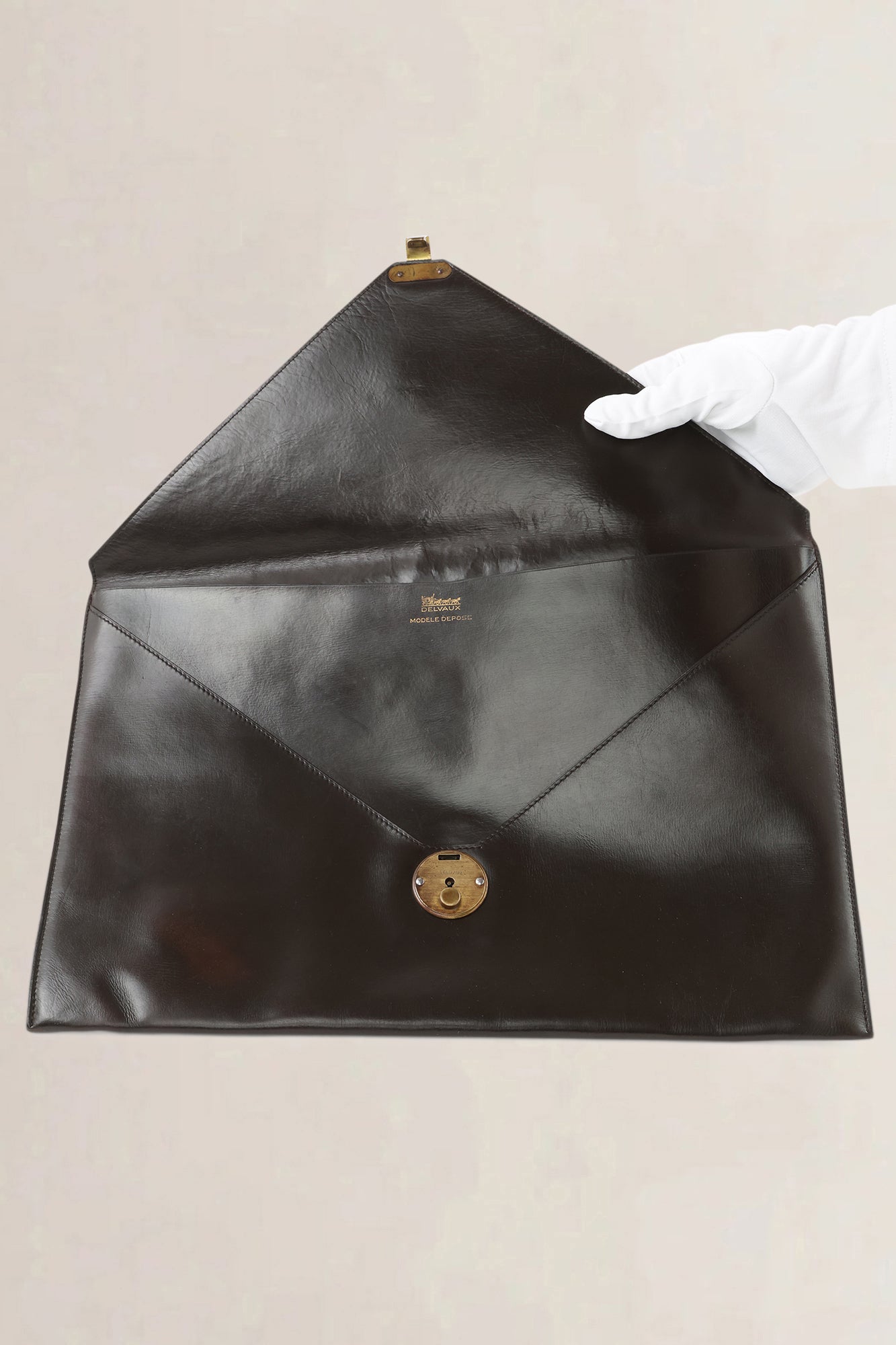 Delvaux Dark Brown Leather Vintage Envelope Pochette