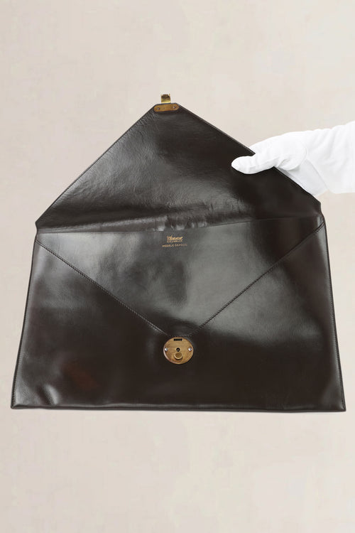Delvaux Dark Brown Leather Vintage Envelope Pochette