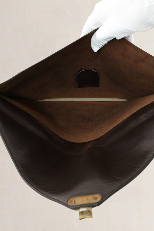 Delvaux Dark Brown Leather Vintage Envelope Pochette
