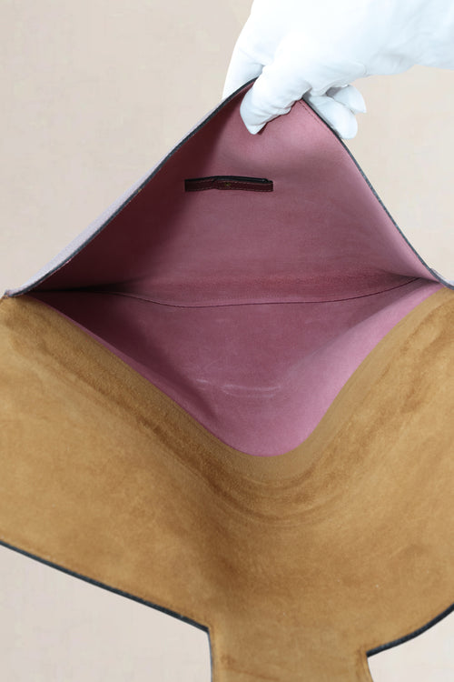 Delvaux Purple/Brown Leather Presse Pochette