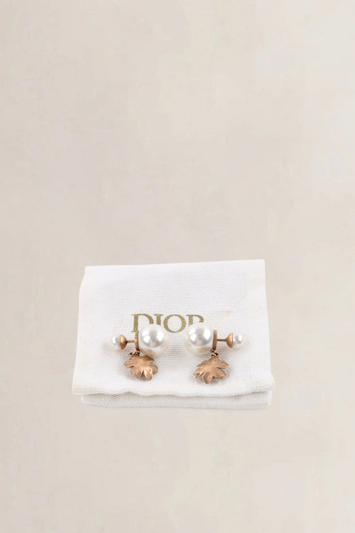 Christian Dior Gold & Pearl Tribal Drop Earrings