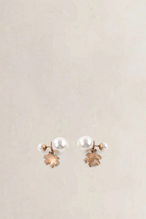 Christian Dior Gold & Pearl Tribal Drop Earrings
