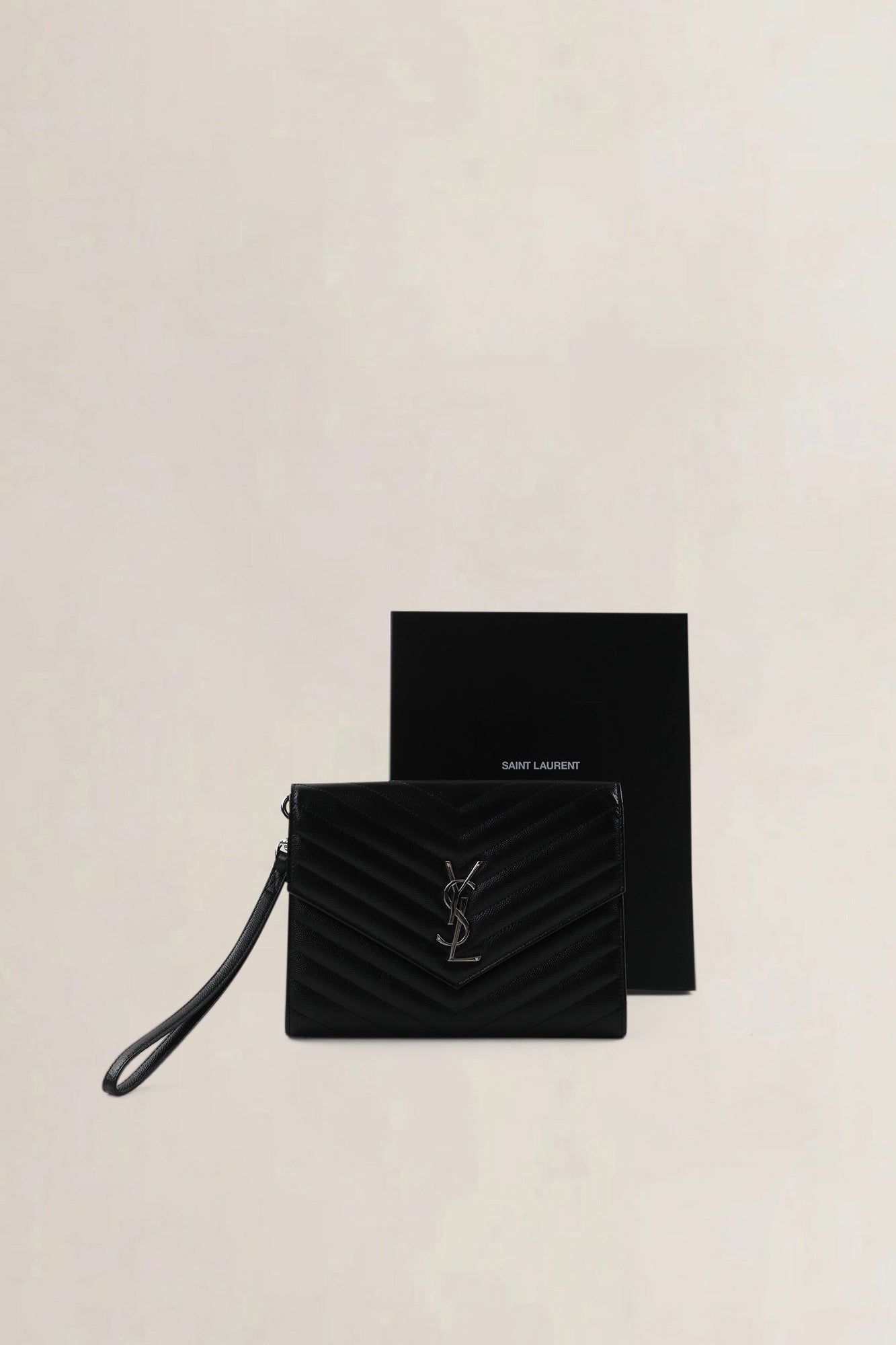 YSL Black Chevron Quilting Cassandre Clutch