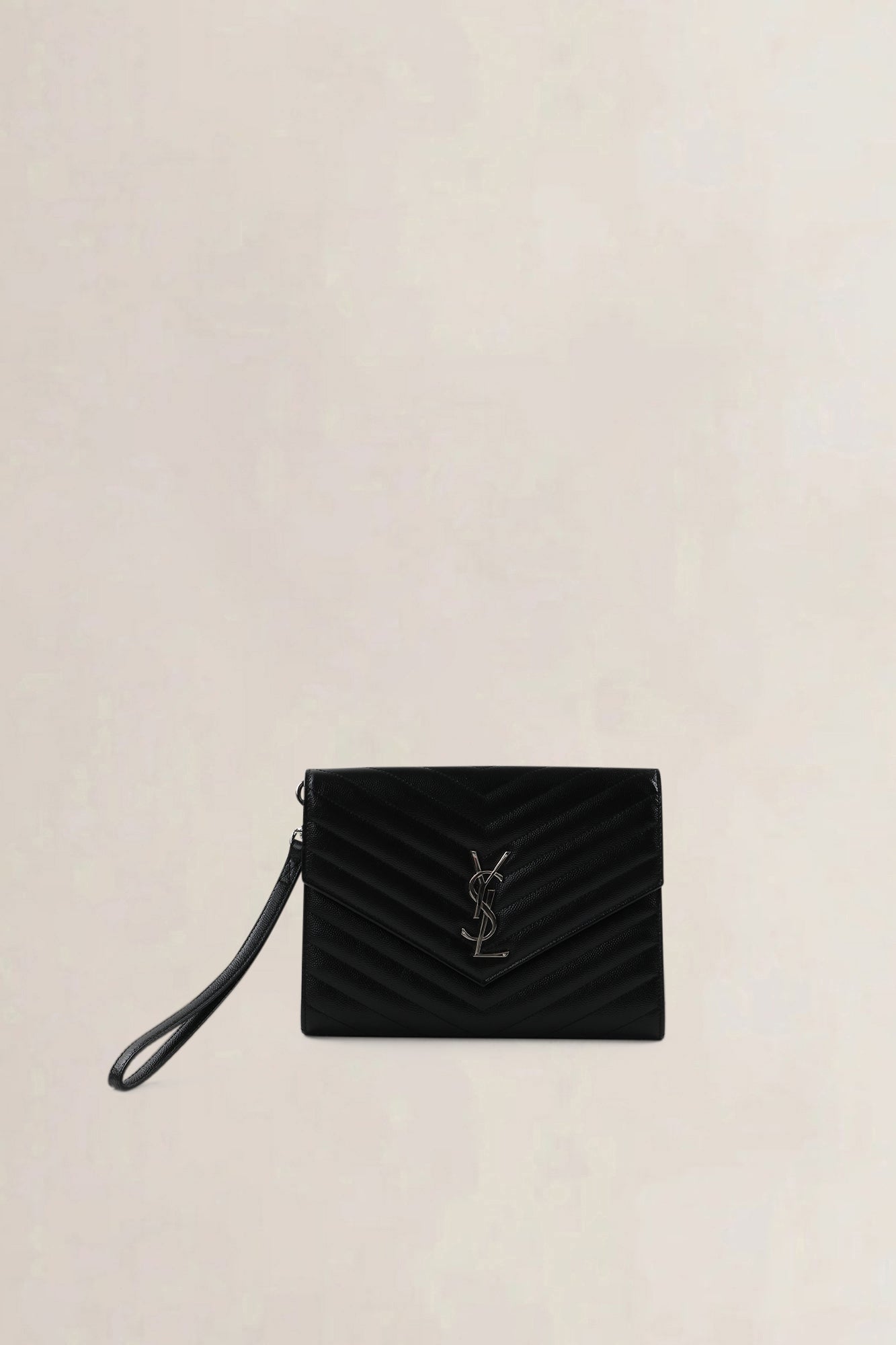 YSL Black Chevron Quilting Cassandre Clutch
