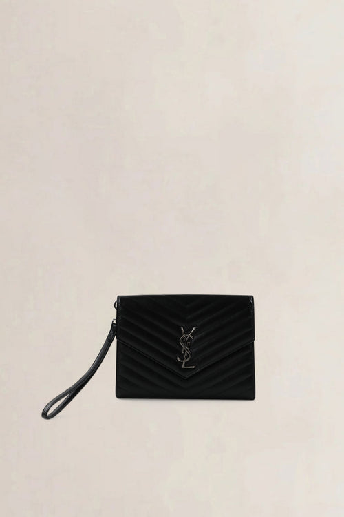 YSL Black Chevron Quilting Cassandre Clutch