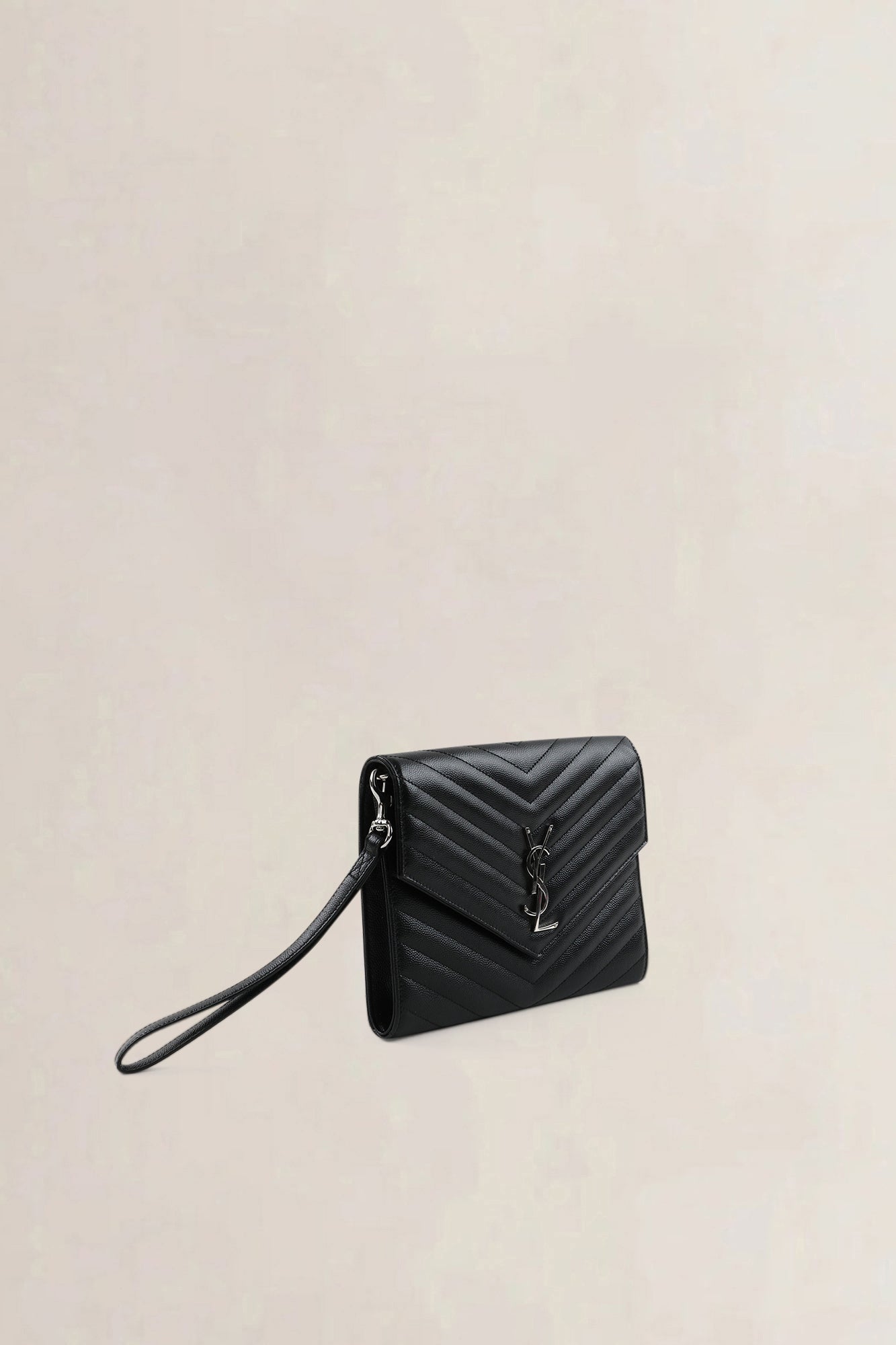 YSL Black Chevron Quilting Cassandre Clutch