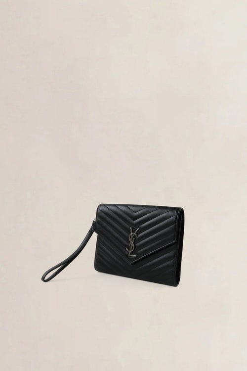 YSL Black Chevron Quilting Cassandre Clutch