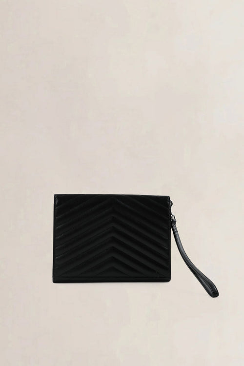 YSL Black Chevron Quilting Cassandre Clutch