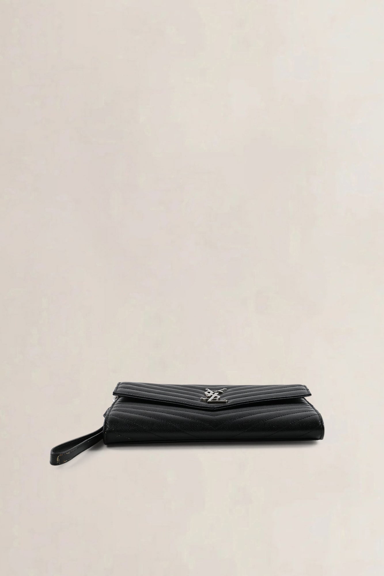 YSL Black Chevron Quilting Cassandre Clutch