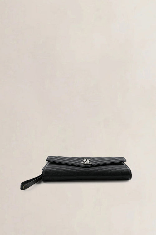 YSL Black Chevron Quilting Cassandre Clutch